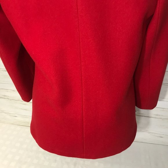 Vtg USA Lands' End Direct Merchants Red Wool Anchor Button Peacoat Jacket 8 S - Picture 9 of 14